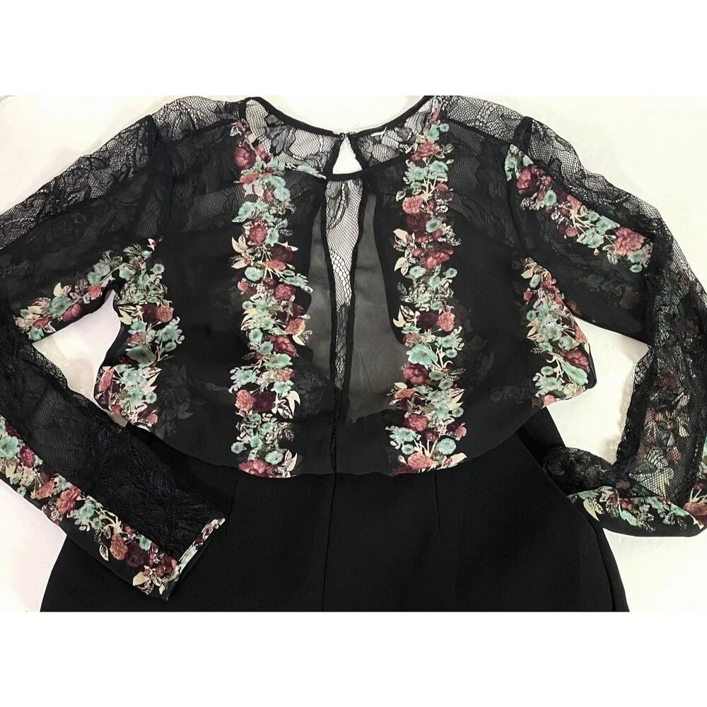 BCBGeneration Floral Lace Sheer Romper Size 6 Multicolor FQG9D017 Flaw Read